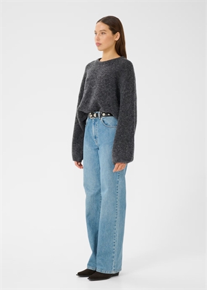 Alpha slit pullover Charcoal Melange Gestuz